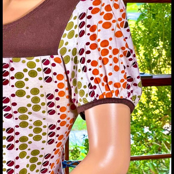 ▪️FANG▪️ Vtg-Style Op Art Keyhole Back Tunic Top - Picture 4 of 8